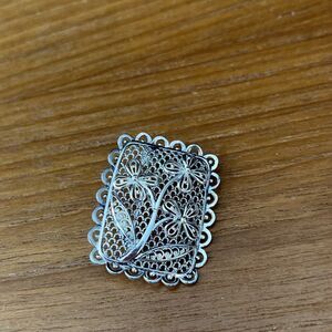 Vintage German Sterling Silver Antique Filigree Flower Brooch Pin -